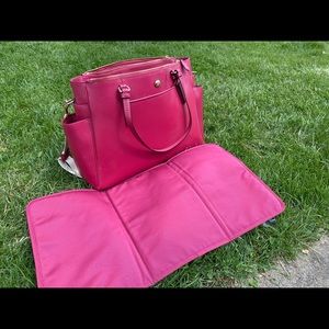 Coach Leather pink diaper bag